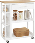 Carrello da cucina WOLTU, con ruote, 73 × 38 × 88 cm, Bianco, bambù, per bagno