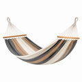 Amaca in Cotone a Strisce Grigio, Beige e Bianco con Barre in Legno