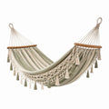 Amaca in Cotone con Corde Macramè Verde Bianco 200x150 cm