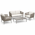 Set salotto da giardino in metallo con cuscini grigio e crema