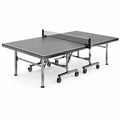 Tavolo da ping pong pieghevole in metallo con ruote nere