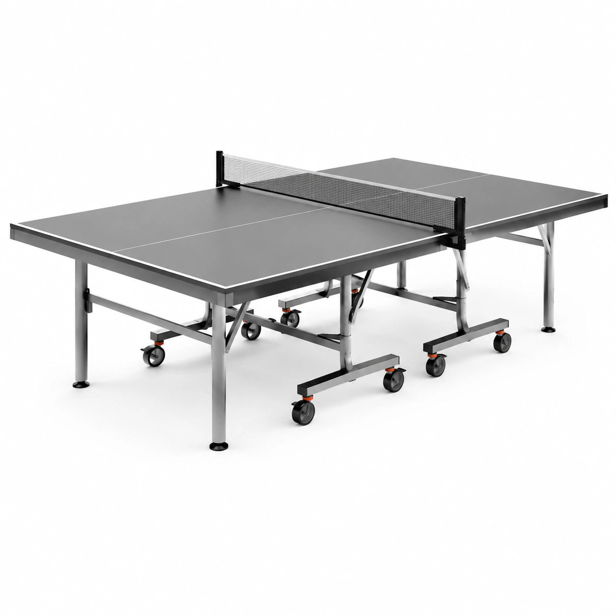 Tavolo da ping pong pieghevole in metallo con ruote nere