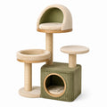 Tiragraffi per Gatti in Tessuto Felpato e Corda Sisal Beige e Verde
