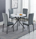 Hallowood Furniture Set da pranzo, 75 × 90 × 90 cm, 96 × 42 × 56 cm, 4 pezzi, Bianco, similpelle, per sala da pranzo e cucina