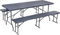 Set da pranzo Hortan, 180 × 70 × 75 cm, acciaio, resina, pieghevole, per giardino e terrazzo