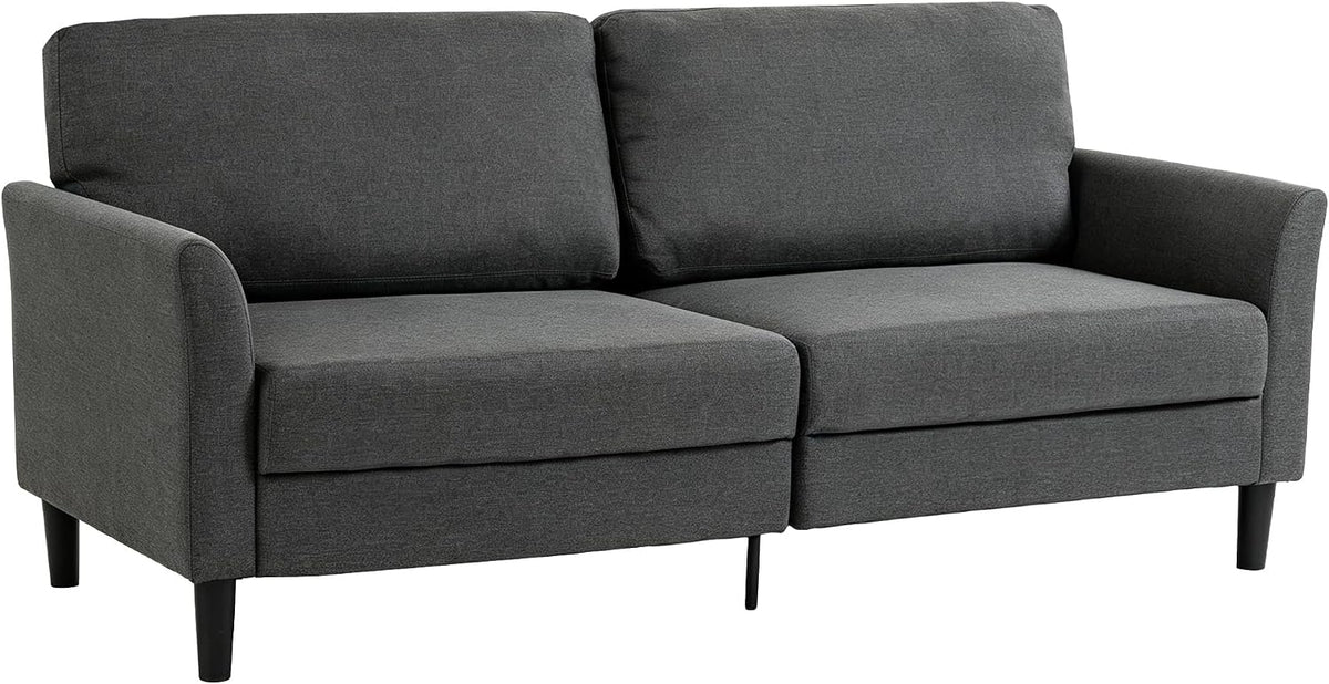 HOMCOM Divano, con braccioli, 3 posti, Grigio scuro, legno, lino, per soggiorno
