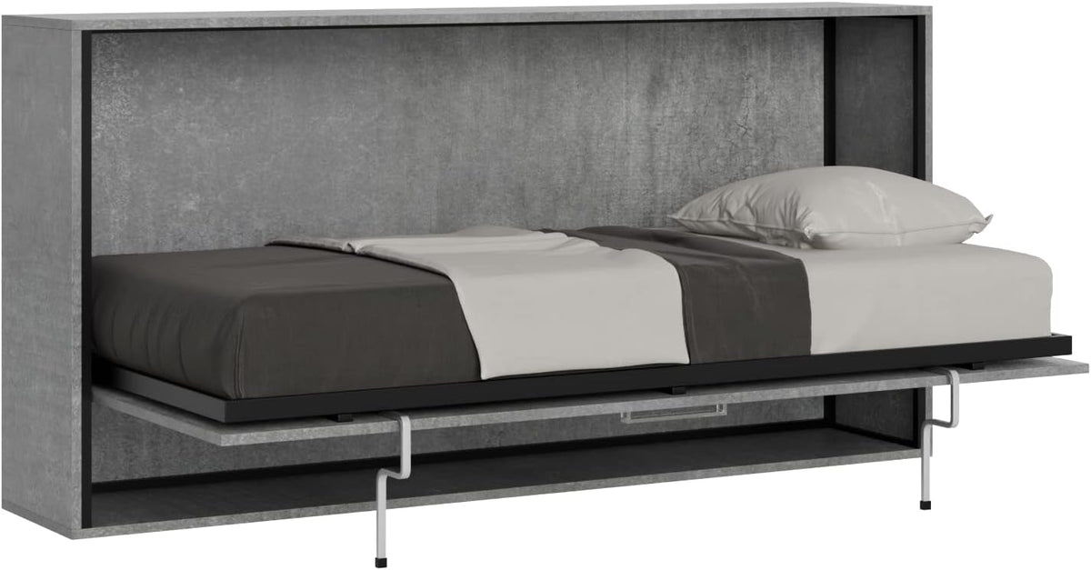 Itamoby Kando Letto singolo a scomparsa orizzontale color Cemento con materasso, struttura trasformabile