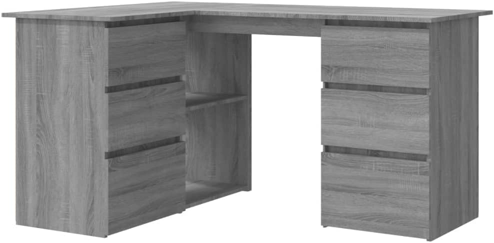 vidaXL Scrivania, 145 × 100 × 76 cm, Grigio, legno, per ufficio