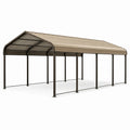 Carport in Metallo con Tettoia in Policarbonato Beige 600x300x250 cm