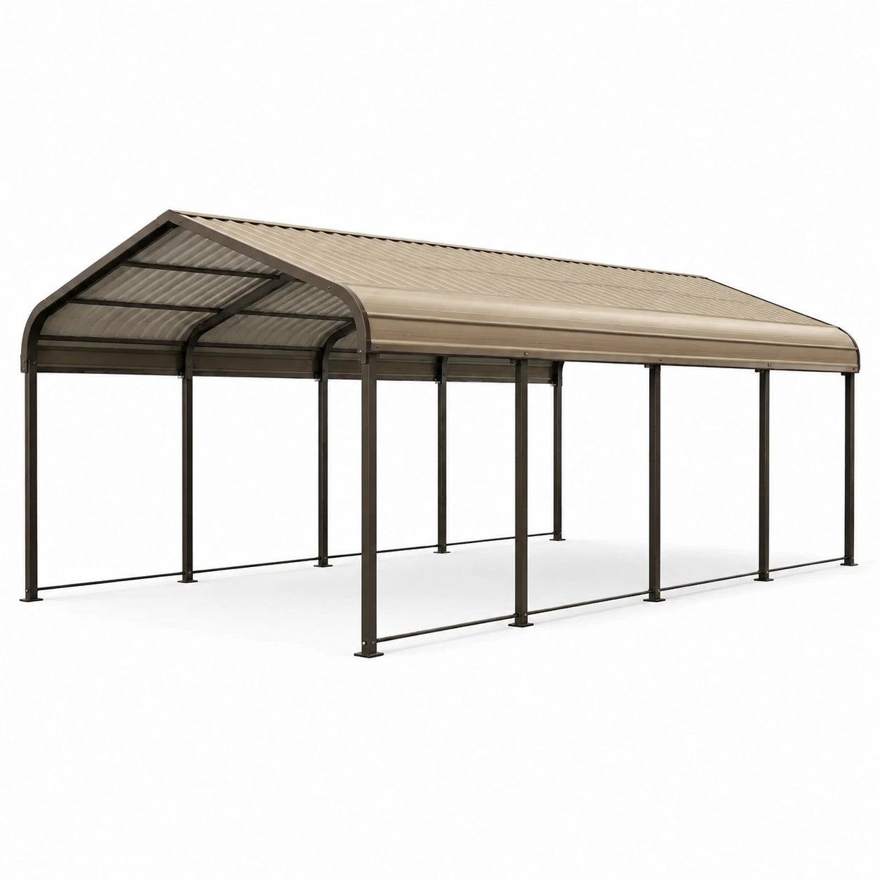 Carport in Metallo con Tettoia in Policarbonato Beige 600x300x250 cm