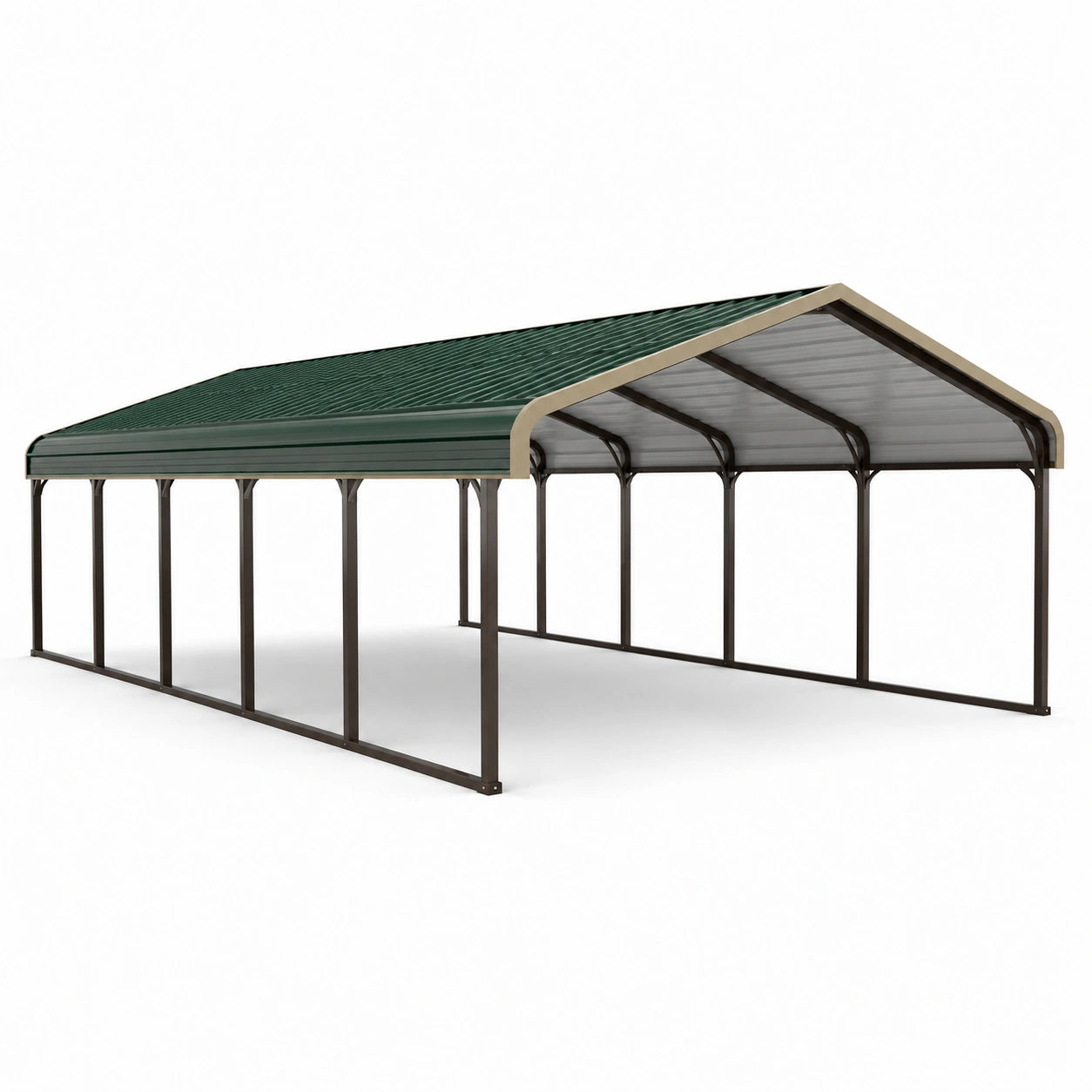 Tettoia per Auto Doppia in Acciaio Galvanizzato Verde 600 x 300 x 220 cm