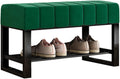Panca contenitore GLDYTVF, 80 cm, Verde, con contenitore, imbottito, tessuto, per soggiorno