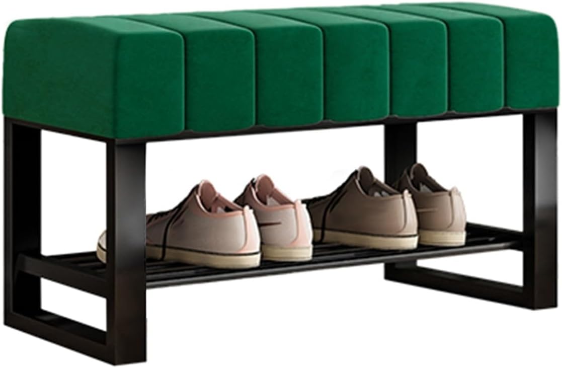 Panca contenitore GLDYTVF, 80 cm, Verde, con contenitore, imbottito, tessuto, per soggiorno
