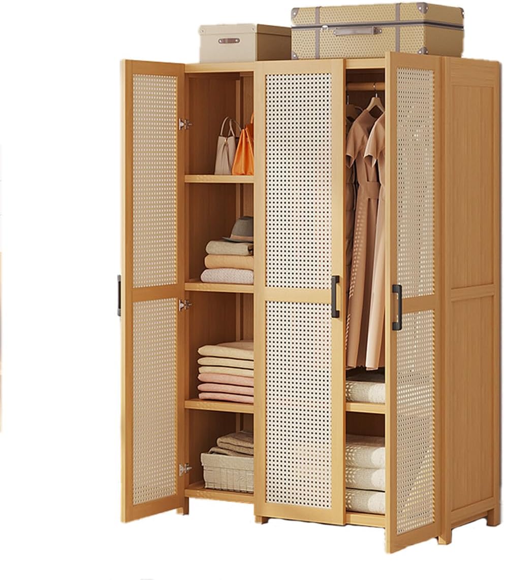 Armadio, 5 ante, 3 ante, legno, rattan