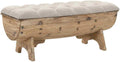 vidaXL Panca contenitore, 103 × 51 × 44 cm, Crema/Marrone, legno massello, tessuto
