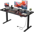 HLFURNIEU Scrivania, 120 × 60 cm, Nero, elettrico, regolabile, con porta USB, per ufficio
