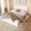 Letto Kayan, 160 × 200 cm, Bianco/Rovere, matrimoniale, con rete a doghe, legno, materasso non incluso, per camera da letto