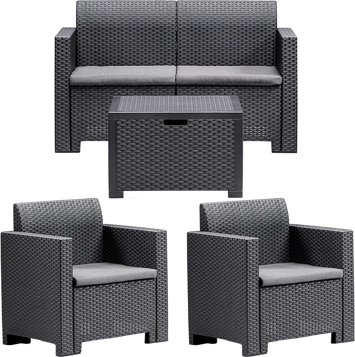 Set di mobili da giardino BICA, Antracite, 281 X 155 X 79 cm, polipropilene, per giardino e terrazzo