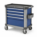Carrello portautensili in metallo blu con 5 cassetti e ruote