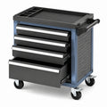 Carrello portautensili in acciaio nero e blu con ruote, 62x33x75 cm