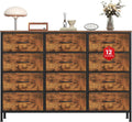 Cassettiera Feonase, 12 cassetti, Marrone, legno, tessuto, per soggiorno e camera da letto