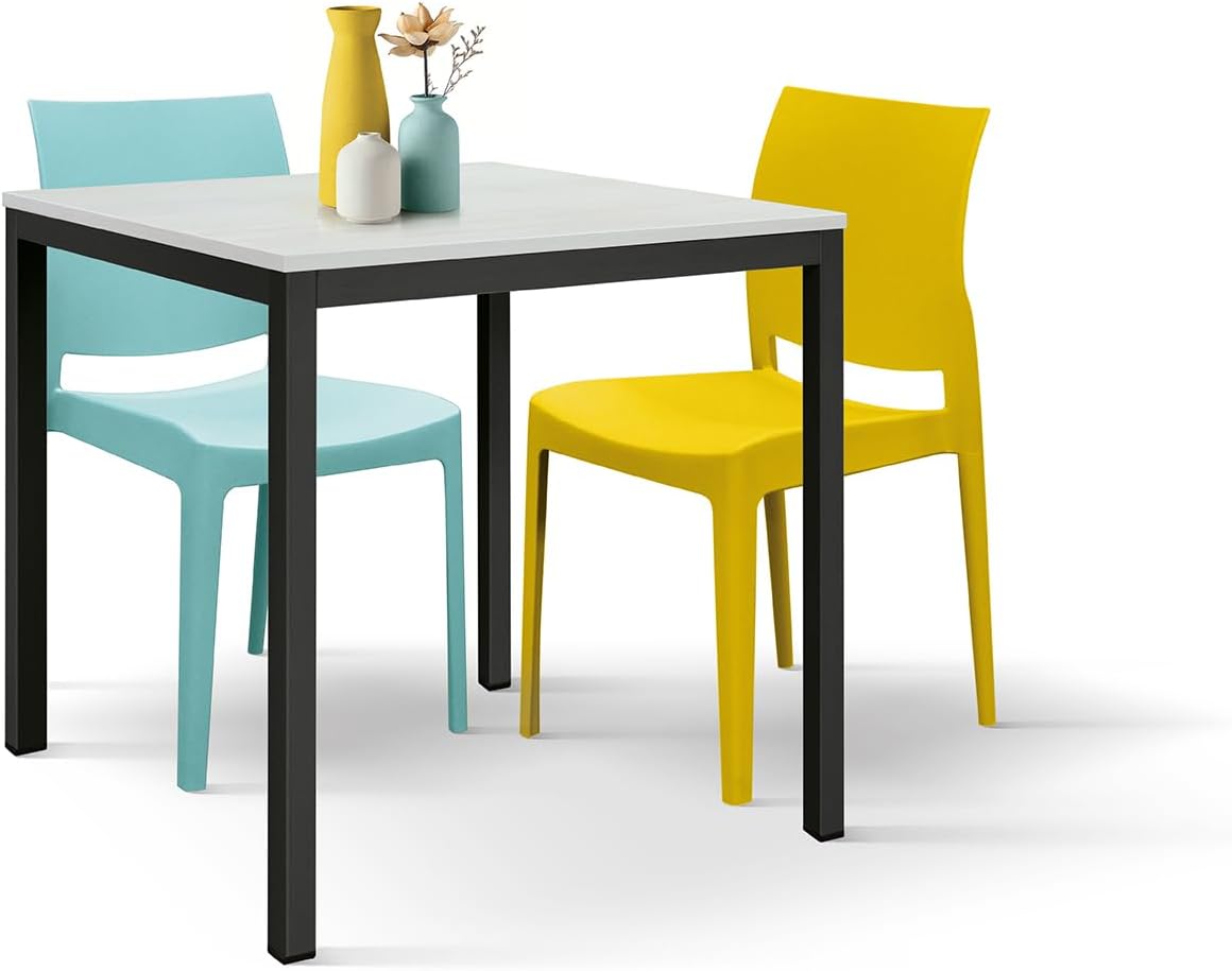 Tavolo da bar PAZZO DESIGN, 80 × 80 × 75 cm, Bianco/Antracite, metallo