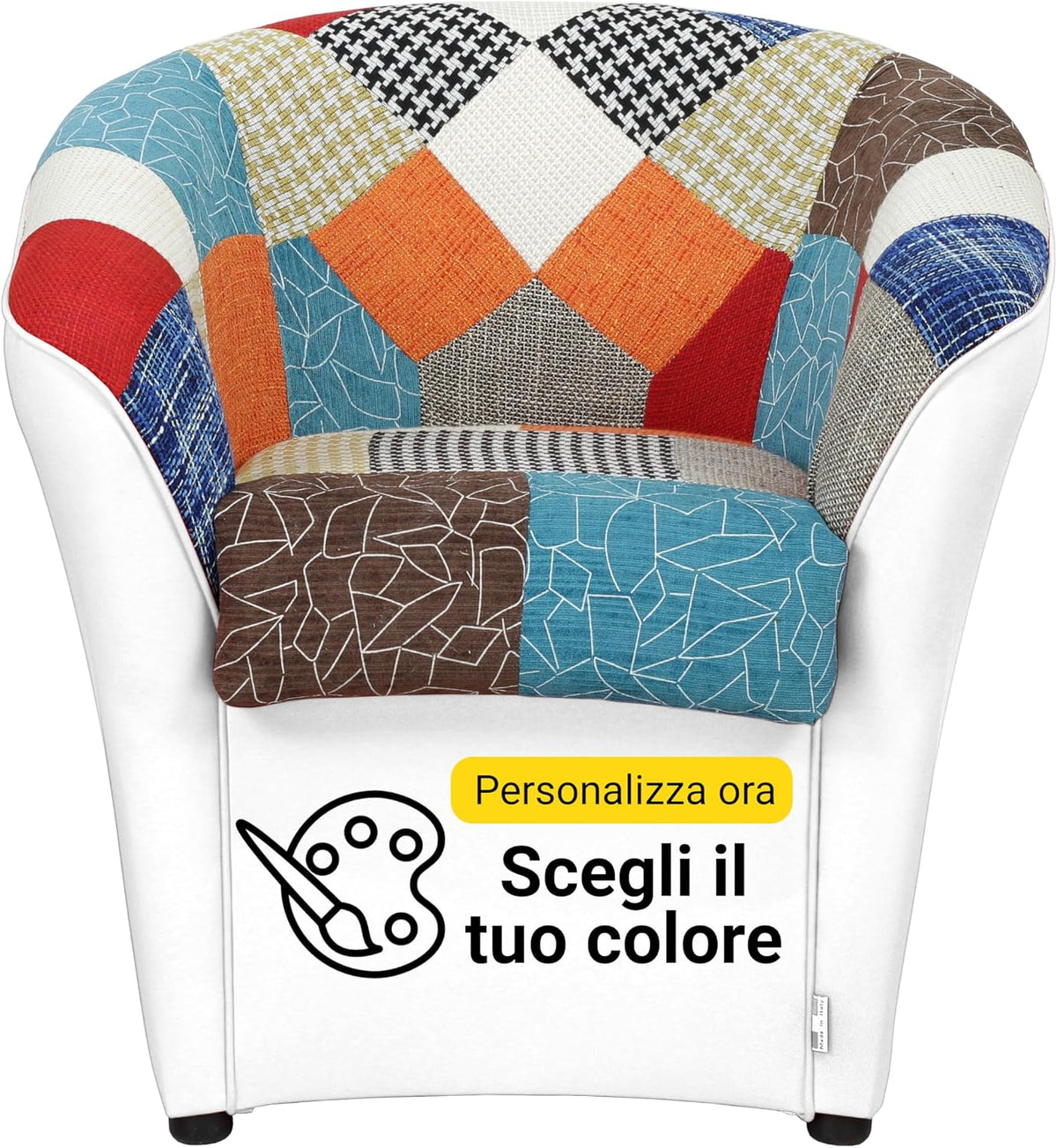 Poltrona Totò Piccinni, imbottito, 70 × 67 × 76 cm, similpelle, per soggiorno