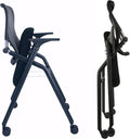 Sedia BLANEDUO, legno, Grigio, pieghevole, con ruote, con braccioli, imbottita, per ufficio