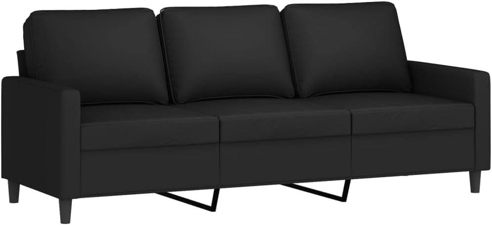 vidaXL Divano, 3 posti, Nero, 180 cm, velluto, per soggiorno