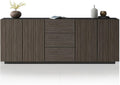 Credenza WHOUS, 4 ante, 3 cassetti, Antracite, 220,1 × 43 × 86 cm, legno, per soggiorno e sala da pranzo