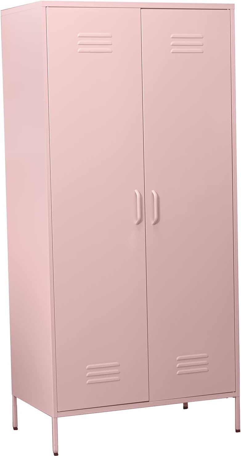 DRW Armadio, 2 ante, 85 × 50 × 180 cm, Rosa, metallo
