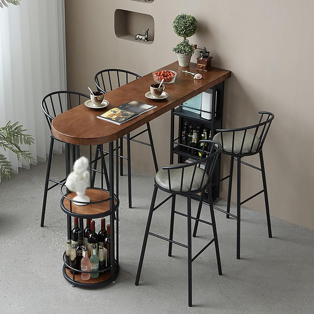 Tavolo da bar USFJATI, 100 × 45 × 105 cm, legno massello, per sala da pranzo e cucina