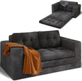 Brandina pieghevole Xbro, 2 posti, Grigio scuro, 150 × 86 × 75 cm, velluto, per soggiorno