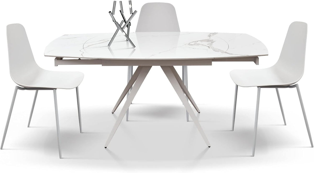 Tavolo allungabile PAZZO DESIGN, 140 × 90 × 78 cm, Bianco, metallo, per sala da pranzo e cucina