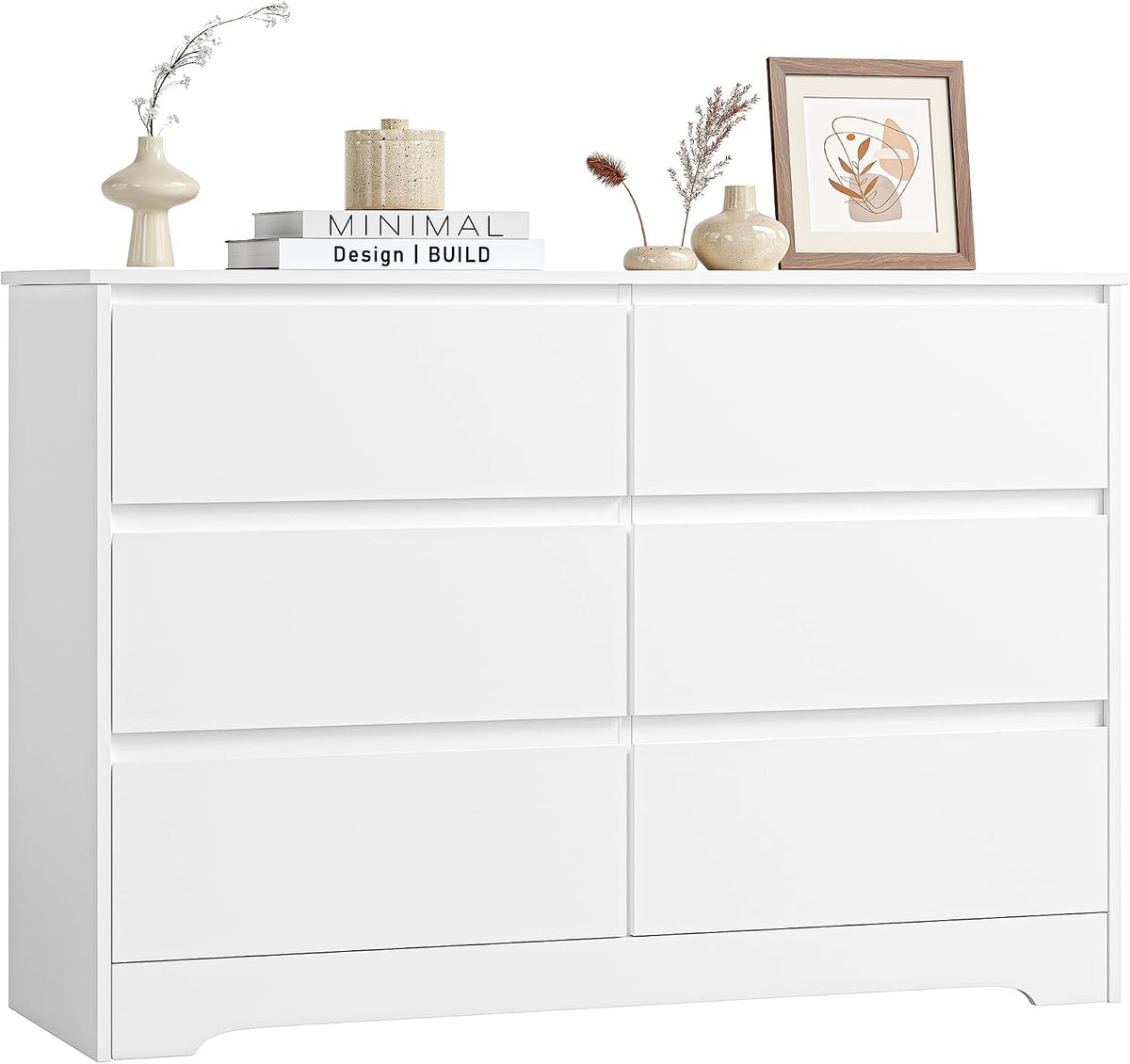 Cassettiera FOREHILL, 120 × 40 × 82 cm, 6 cassetti, Bianco, per camera da letto