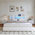 Letto Yeutre, 160 × 200 cm, Bianco, matrimoniale, con contenitore, imbottito, similpelle, materasso non incluso, per camera da letto