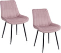 Set di sedie da pranzo Baroni Home, 53 × 86 × 44 cm, 2 sedie, Nero/Rosa, acciaio, velluto, per camera da letto