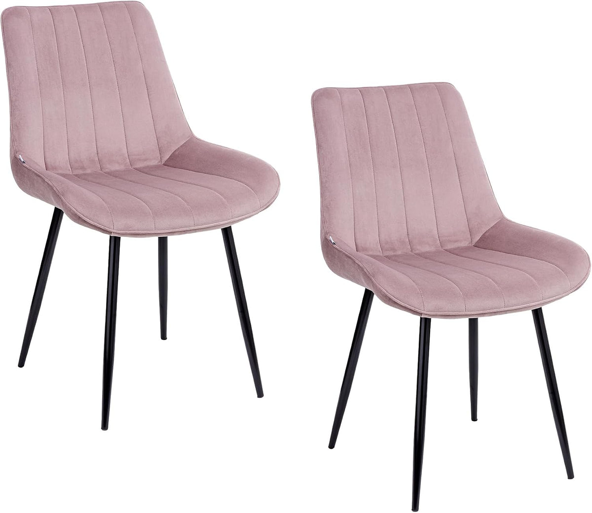 Set di sedie da pranzo Baroni Home, 53 × 86 × 44 cm, 2 sedie, Nero/Rosa, acciaio, velluto, per camera da letto