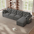 Divano angolare ZKLOEP, regolabile, con braccioli, 281 × 86 × 71 cm, Grigio, velluto, per soggiorno