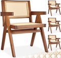 tectake Sedia, 4 sedie, Rovere, legno, rattan, per sala da pranzo e cucina