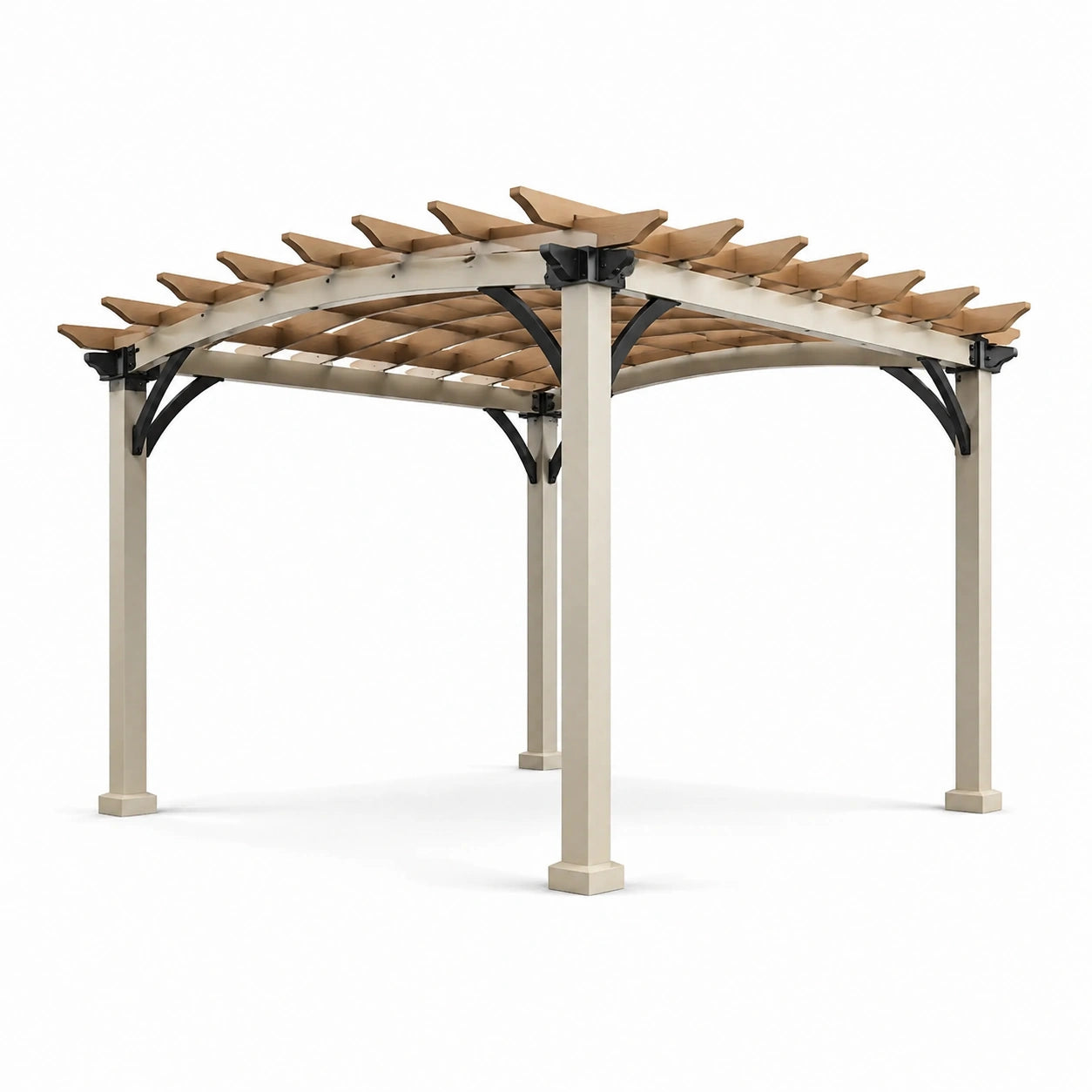 Pergola in alluminio e acciaio 3x3 m beige e nero
