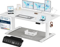 Scrivania Homall, 140 × 70 cm, Bianco, regolabile, con porta USB, legno, per ufficio