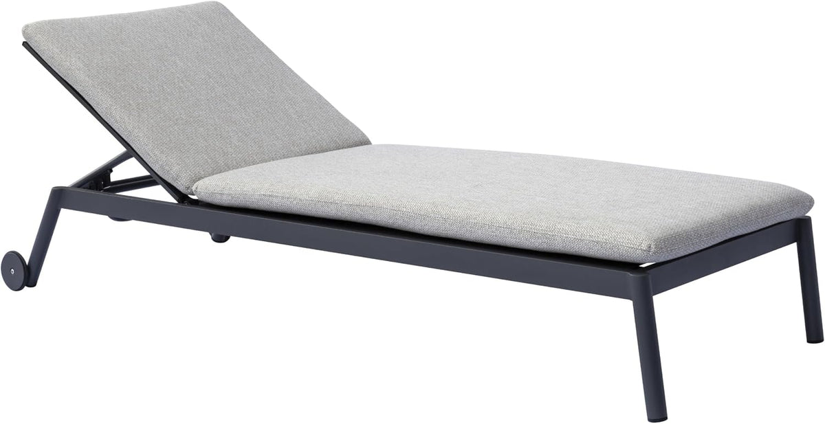 Lettino prendisole Gruppo Maruccia, regolabile, con ruote, imbottito, idrorepellente, 205 × 76 cm, Antracite, alluminio, per giardino e terrazzo