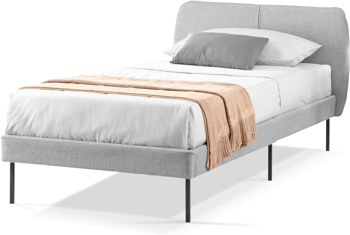 EVERGREENWEB Tokio Letto singolo 80 × 200 cm Grigio con materasso Waterfoam 20 cm, 12 doghe in legno e cuscino Memory