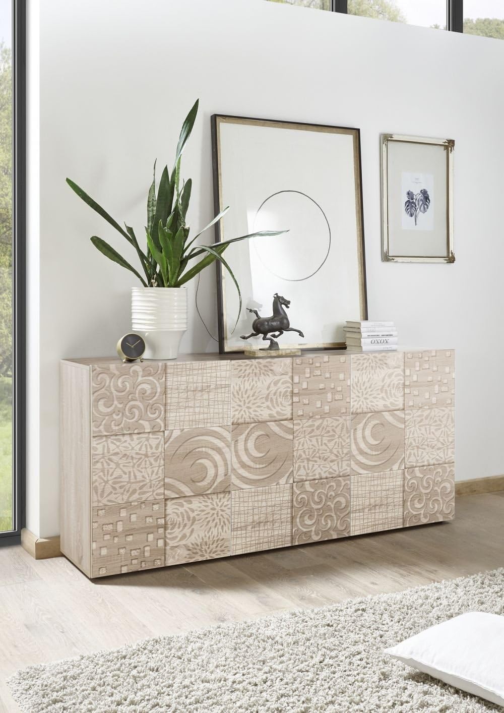 Web Convenienza Credenza, 3 ante, 181 × 83 × 42 cm, Rovere, legno massello, per soggiorno e sala da pranzo
