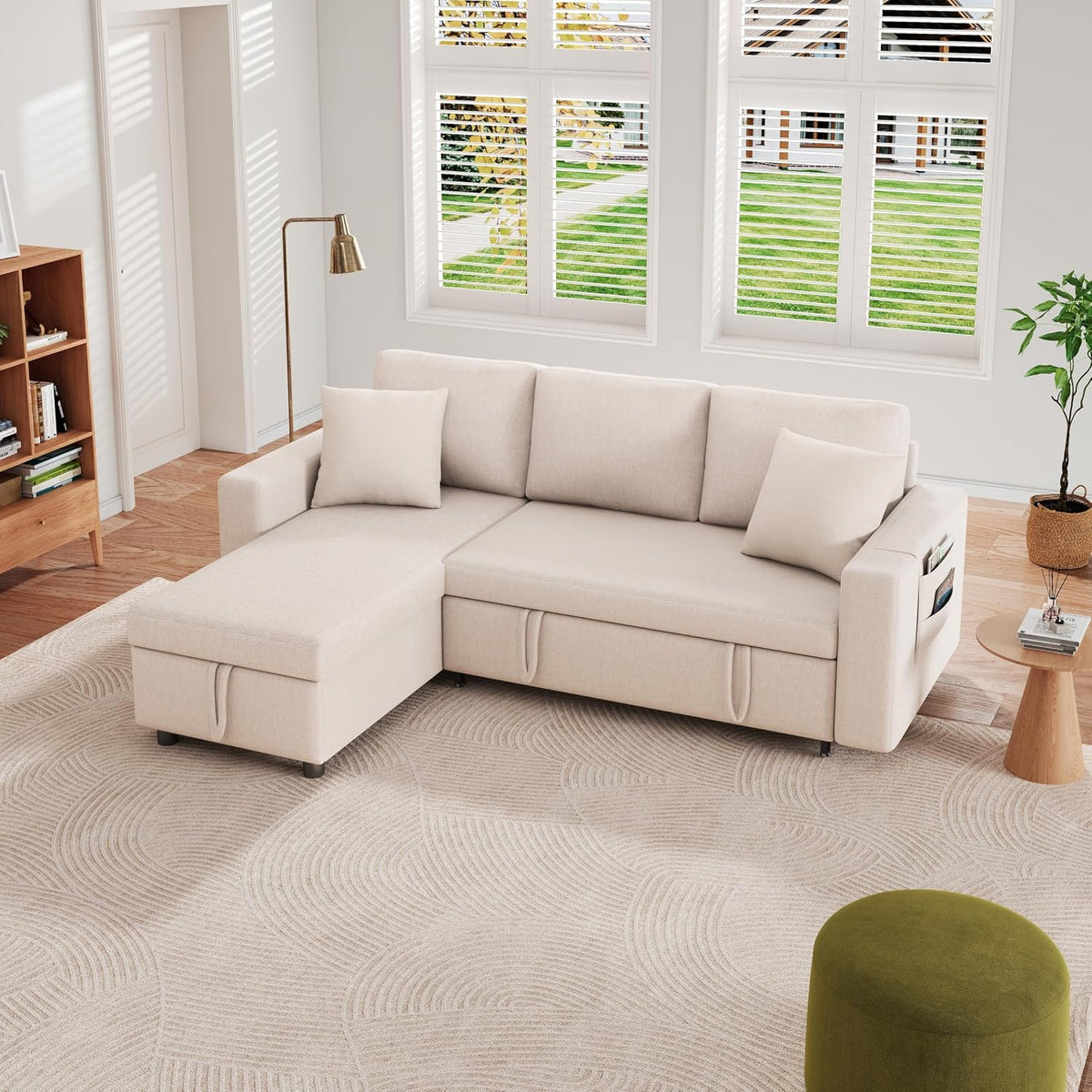 Divano letto Kebnor, 219,5 × 142,5 × 83 cm, con funzione letto, con contenitore, per soggiorno