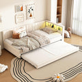 Divano letto Rosebibi, 90 × 200 cm, Beige/Grigio, con rete a doghe, lino, materasso non incluso, per soggiorno