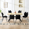 Set da pranzo LEWE, 6 sedie, Nero, 140 × 80 × 76 cm, legno, per sala da pranzo e cucina