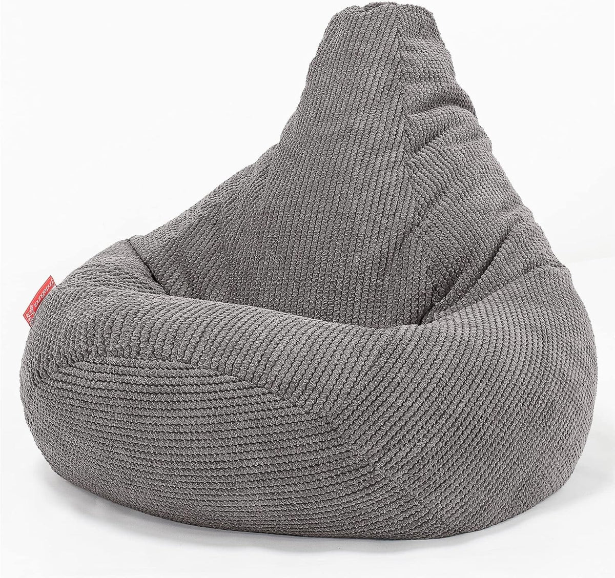Poltrona sacco Lounge Pug, reclinabile, Carbone/Grigio, velluto, per soggiorno