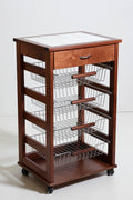 Carrello portaoggetti MASLEGNO, 85 × 49 × 39 cm, legno massello, Noce